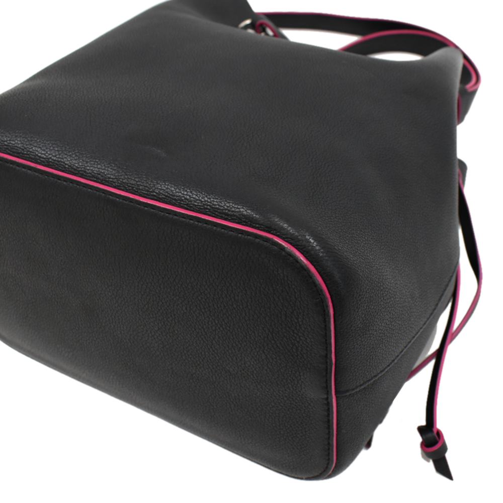 Louis Vuitton Bucket Noir Leather Black/Pink Bag Shoulder Lockme - Picture 5 of 7